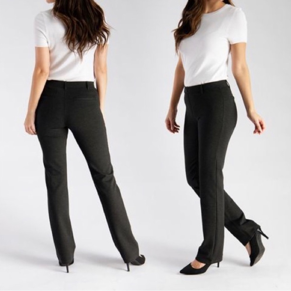 Betabrand Straight-Leg Classic Dress Pant Yoga Pant in Charcoal